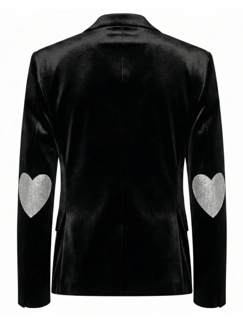 NWT Hipchik Couture Black Velvet Blazer Silver Heart Elbow Patches Size 4